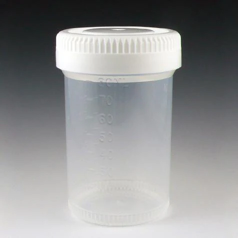Globe Scientific Tite-Rite Polypropylene Container w/Molded Graduations and Separate White Screwcap - Image 3