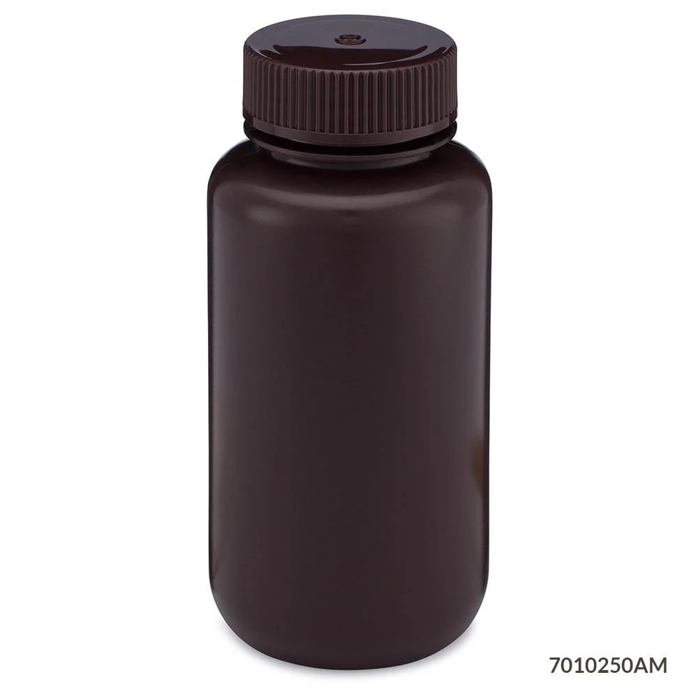 Globe Scientific Diamond RealSeal Amber Narrow Mouth HDPE Bottle W/PP Closure - Image 10