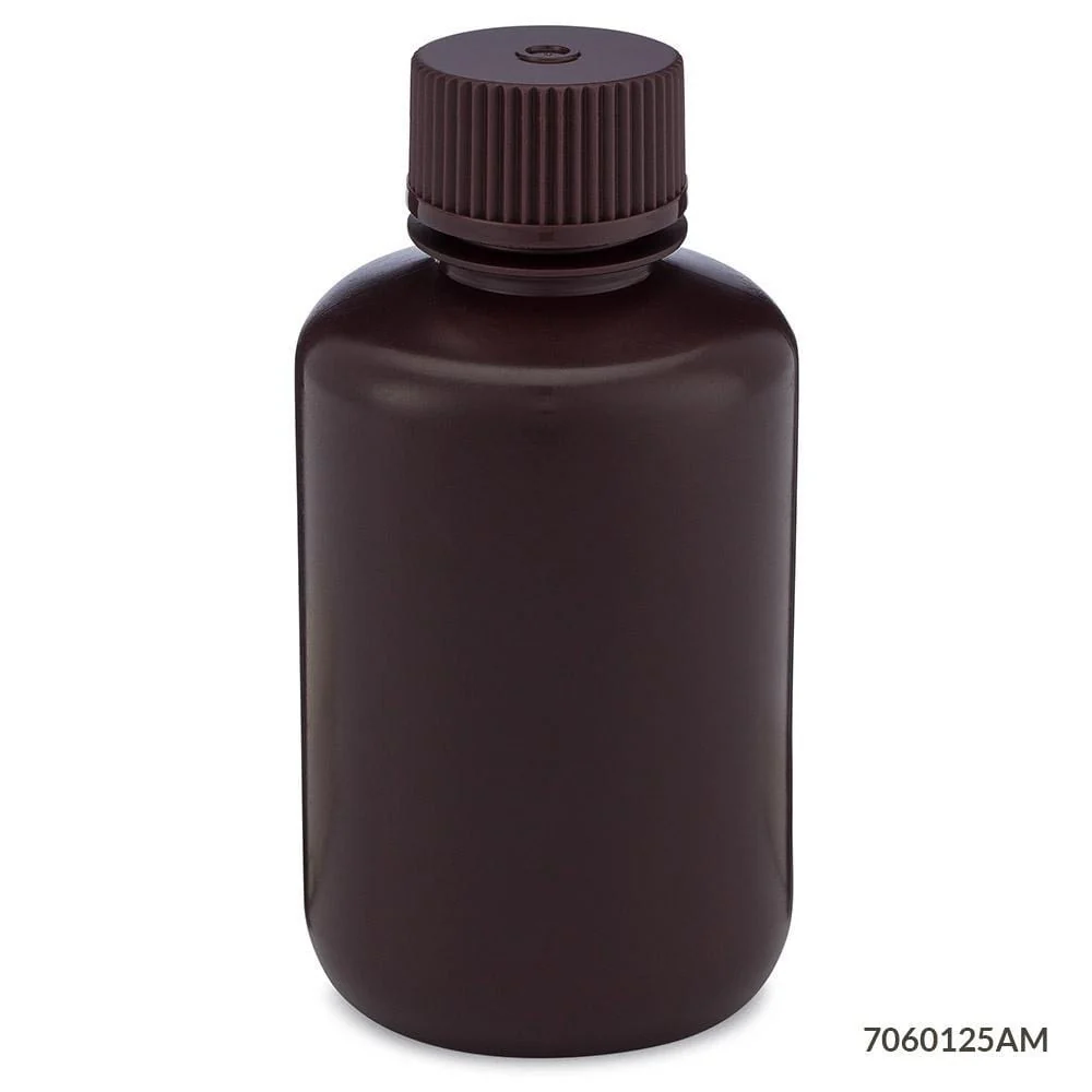 Globe Scientific Diamond RealSeal Amber Narrow Mouth HDPE Bottle W/PP Closure - Image 3