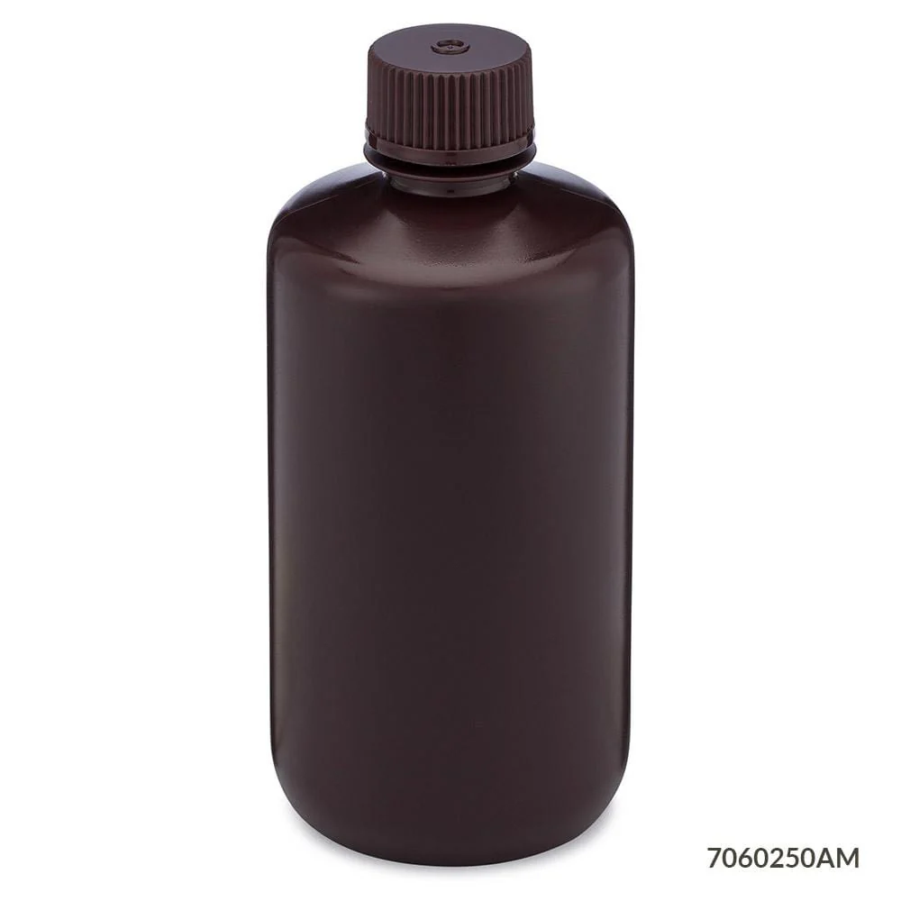 Globe Scientific Diamond RealSeal Amber Narrow Mouth HDPE Bottle W/PP Closure - Image 4
