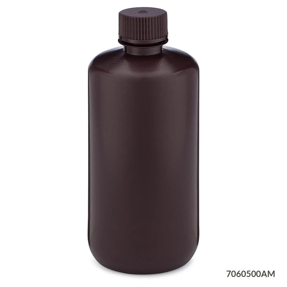 Globe Scientific Diamond RealSeal Amber Narrow Mouth HDPE Bottle W/PP Closure - Image 5