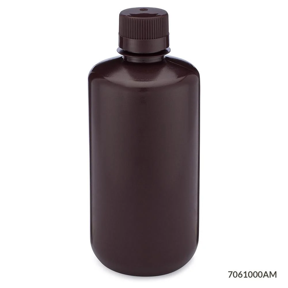 Globe Scientific Diamond RealSeal Amber Narrow Mouth HDPE Bottle W/PP Closure - Image 6