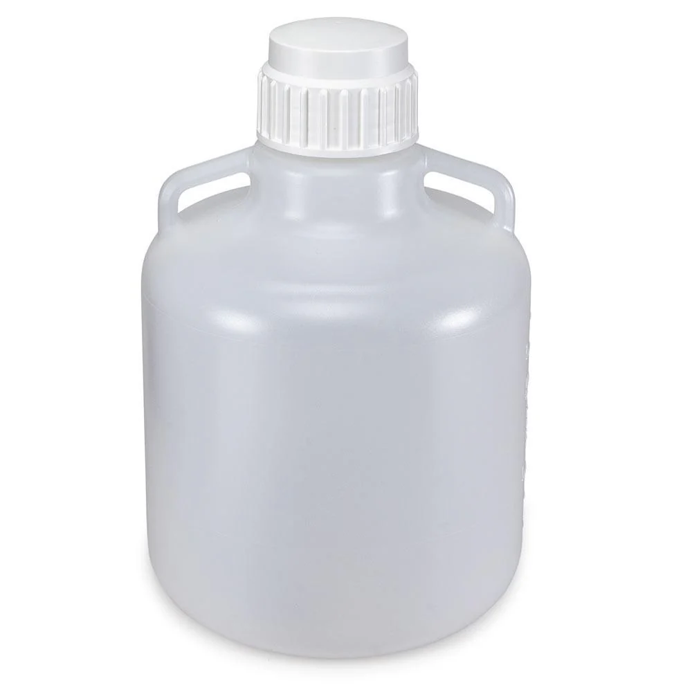 Globe Scientific Diamond RealSeal Round Polypropyleme Carboy, with Handles, White PP Screwcap and Molded Graduations, Autoclavable