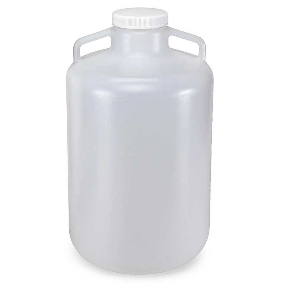 Globe Scientific Diamond RealSeal Polypropylene Round Carboy w/Handles, White PP Screwcap, and Molded Graduations, - Image 2
