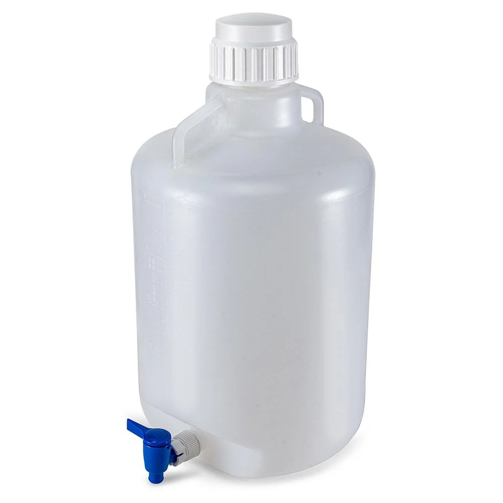 Globe Scientific Carboy, Round with Spigot and Handles, PP, White PP Screwcap, Molded Graduations, Autoclavable - Image 2