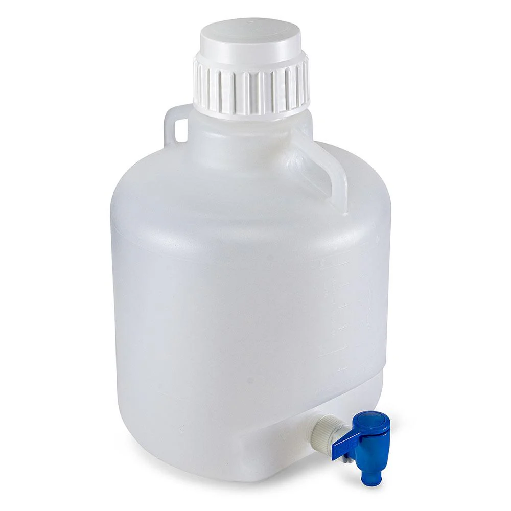 Globe Scientific Carboy, Round with Spigot and Handles, LDPE, White PP Screwcap, Molded Graduations