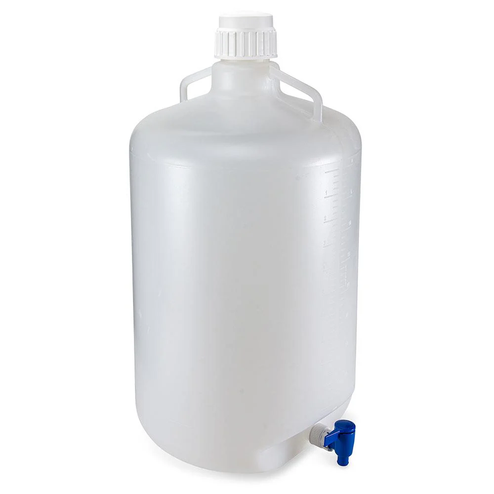 Globe Scientific Carboy, Round with Spigot and Handles, LDPE, White PP Screwcap, Molded Graduations - Image 3
