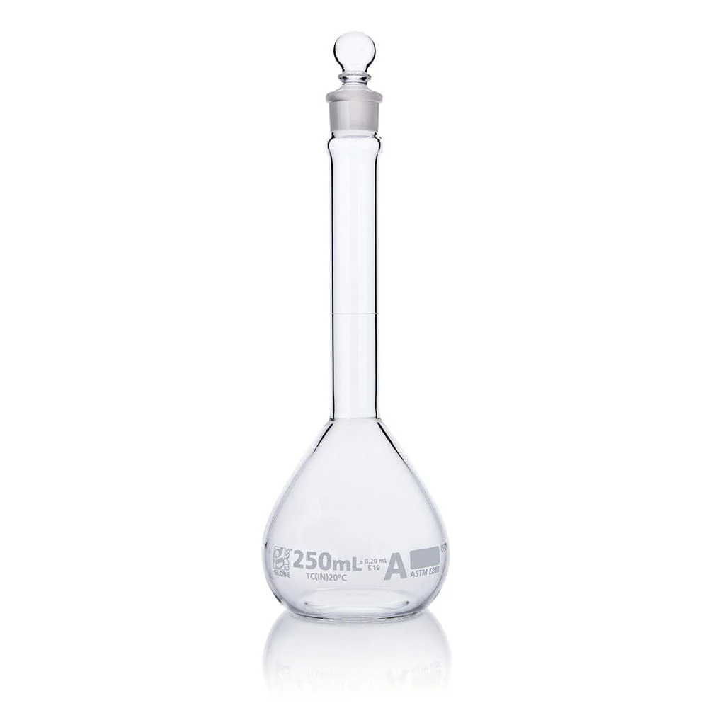 Globe Scientific Globe Glass Wide Mouth Volumetric Flask - Class A - Image 8
