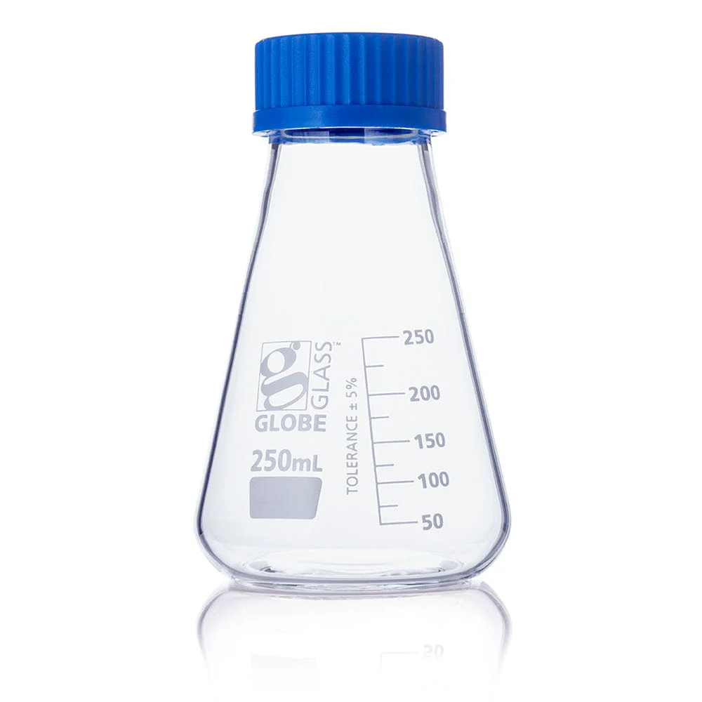 Globe Scientific Globe Glass Erlenmeyer Flask w/Screw Cap