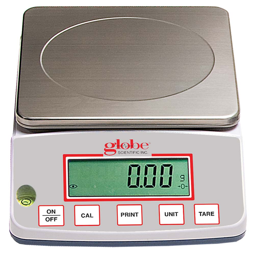 Globe Scientific 1000g X 0.01g Portable High Capacity Toploading Balance Precision with External Calibration and Rechargeable Internal Battery