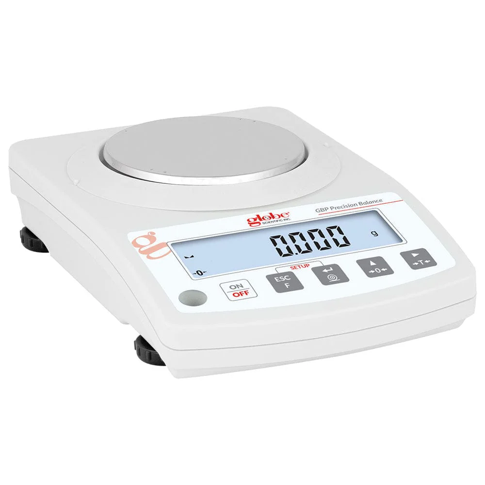 Globe Scientific 200g x 1mg Portable High Capacity Toploading Balance Precision with External Calibration and Rechargeable Internal Battery