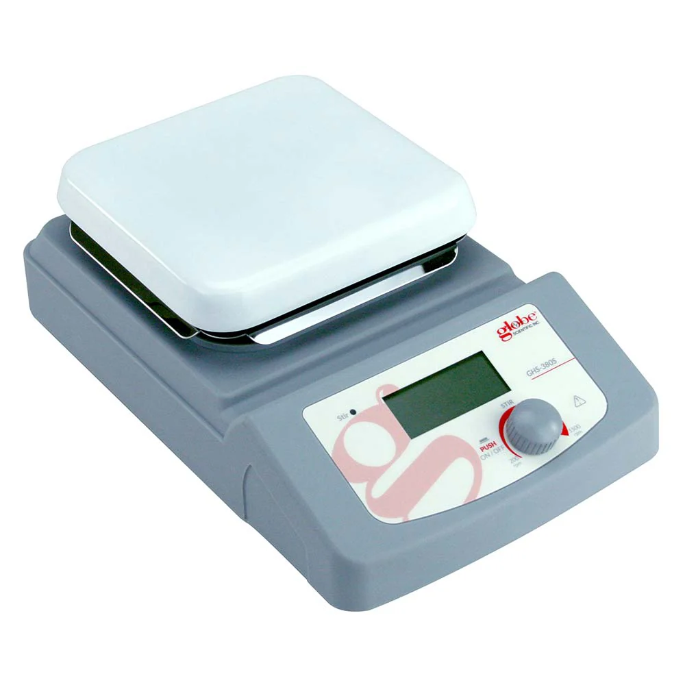 Globe Scientific Stirrer, Digital, 5.5 x 5.5 inch ceramic coated top plate, 100-240v, 50-60Hz