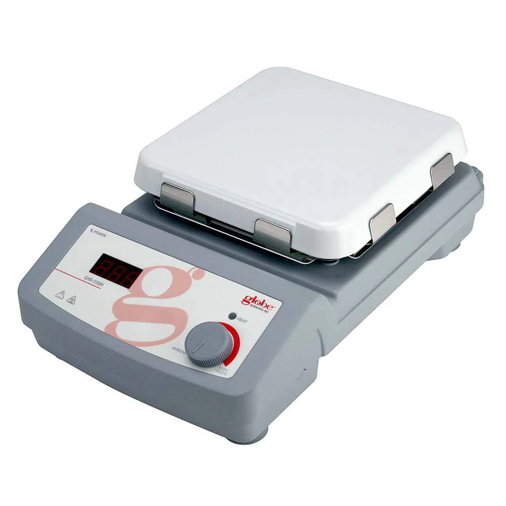 Globe Scientific Hotplate, Digital, 550C Maximum Temperature, 7 x 7 inch glass ceramictop plate, 100-120v, 50-60Hz