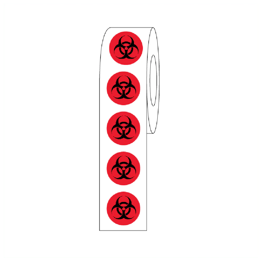 Globe Scientific Cryo Label Rolls with Biohazard Dots