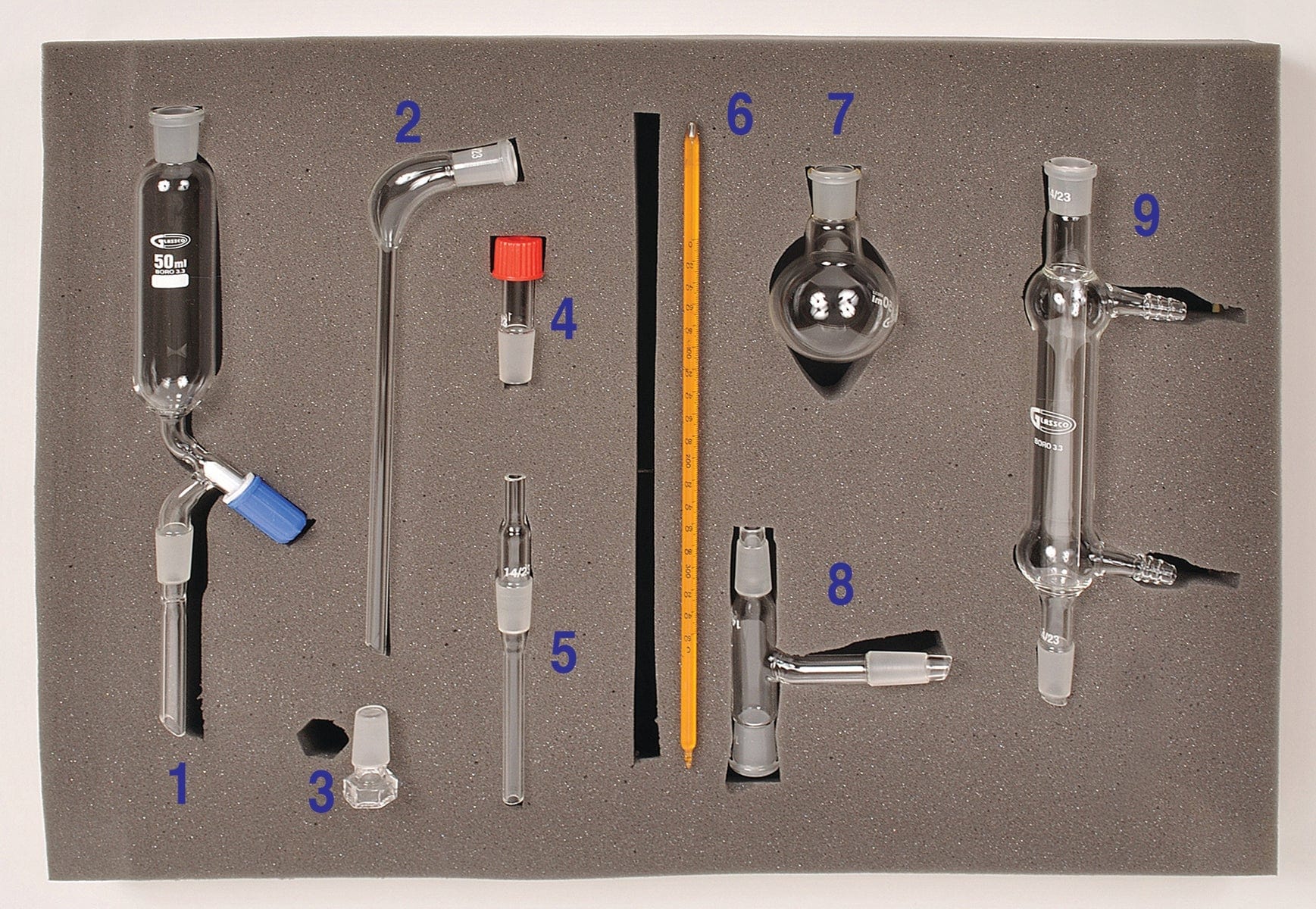 United Scientific Standard Organic Chemistry Glassware Kit, 9 Pieces