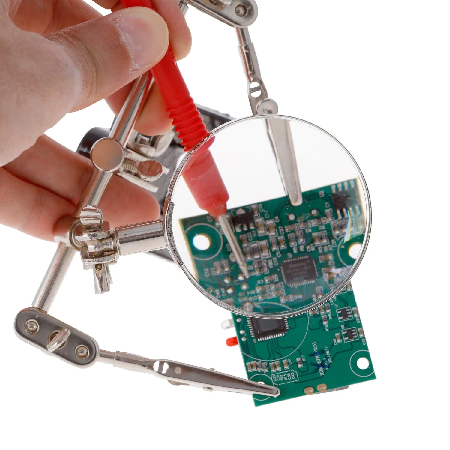 AmScope Third Hand Tool Circuit Board Holder w/ Magnifying Glass - Image 3