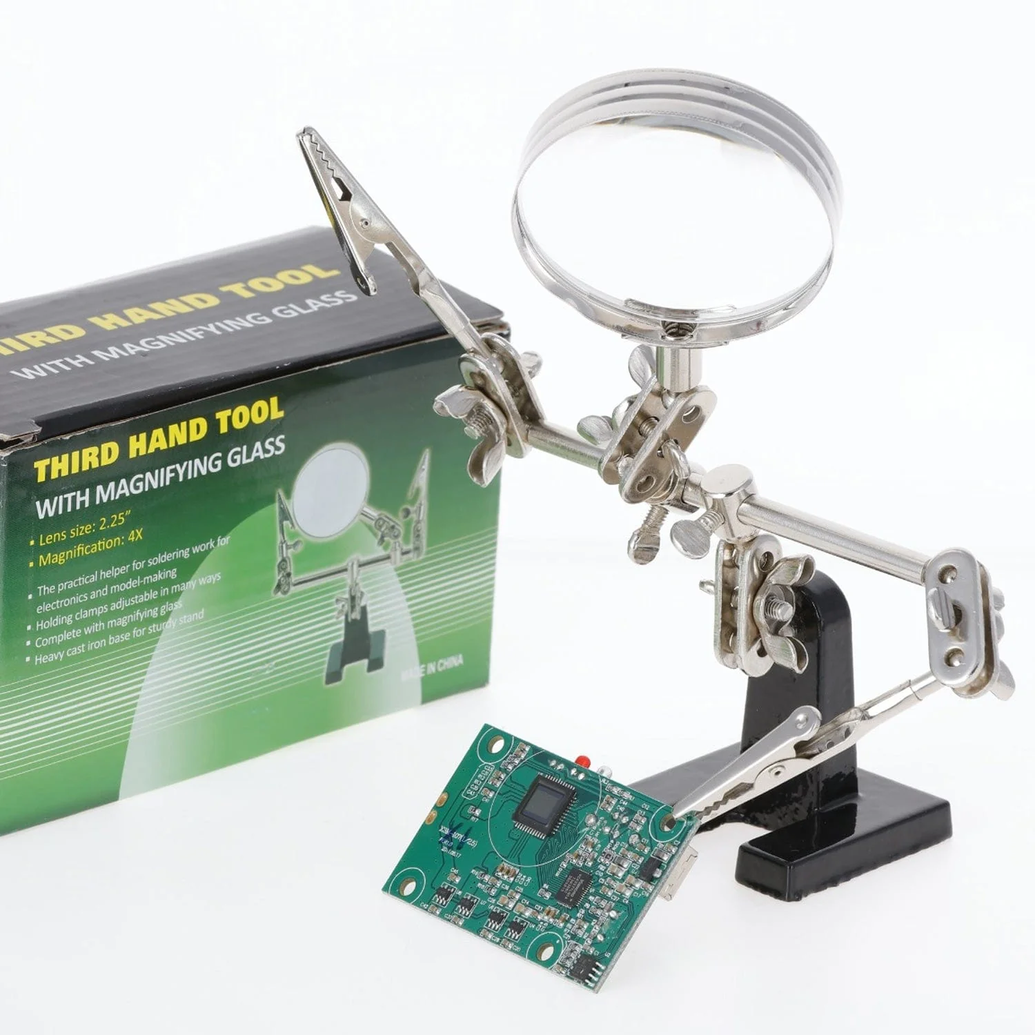 AmScope Third Hand Tool Circuit Board Holder w/ Magnifying Glass - Image 7