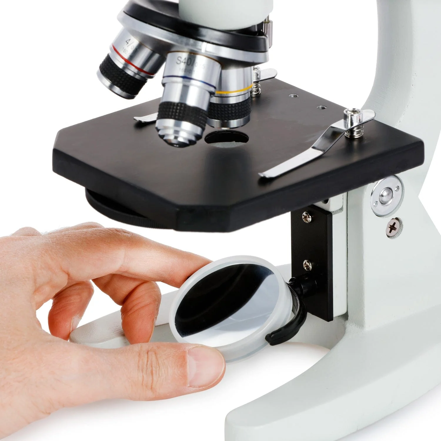 Amscope M60C-ABS-PS100-WM Monocular Compound Microscope for Kids – 40X–1000X Mirror Reflected Nature Light Illumination STEM Education Microscopes, Student Lab Microscopes, Biological Science Microscopes - Image 5