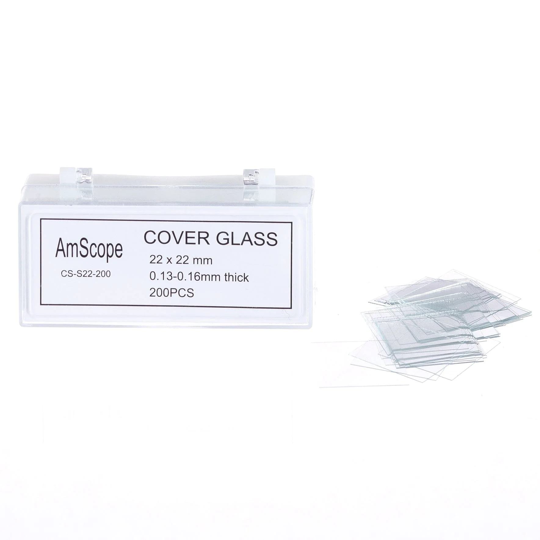 AmScope 200pc Pre-Cleaned 22mm x 22mm Square Microscope Glass Cover Slides Coverslips