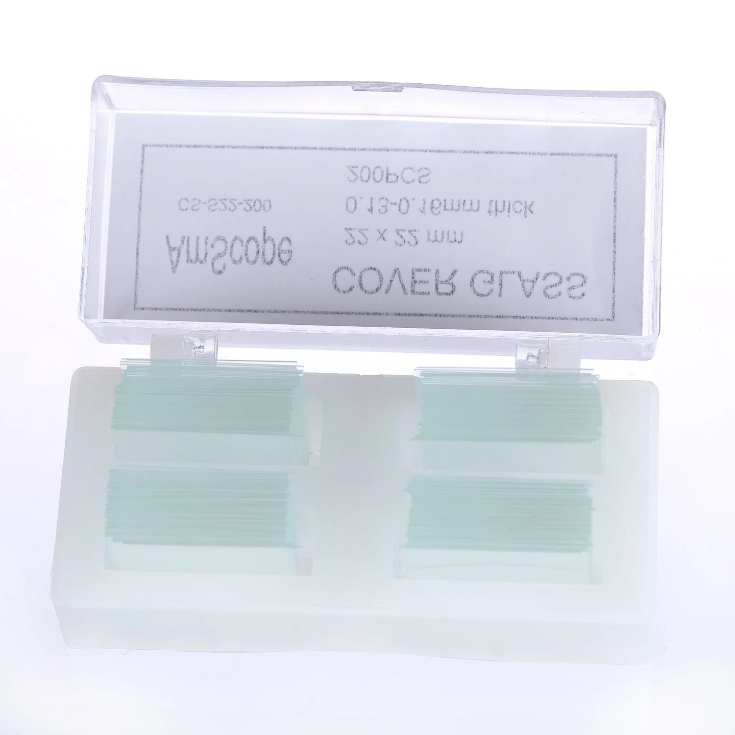 AmScope 200pc Pre-Cleaned 22mm x 22mm Square Microscope Glass Cover Slides Coverslips - Image 2