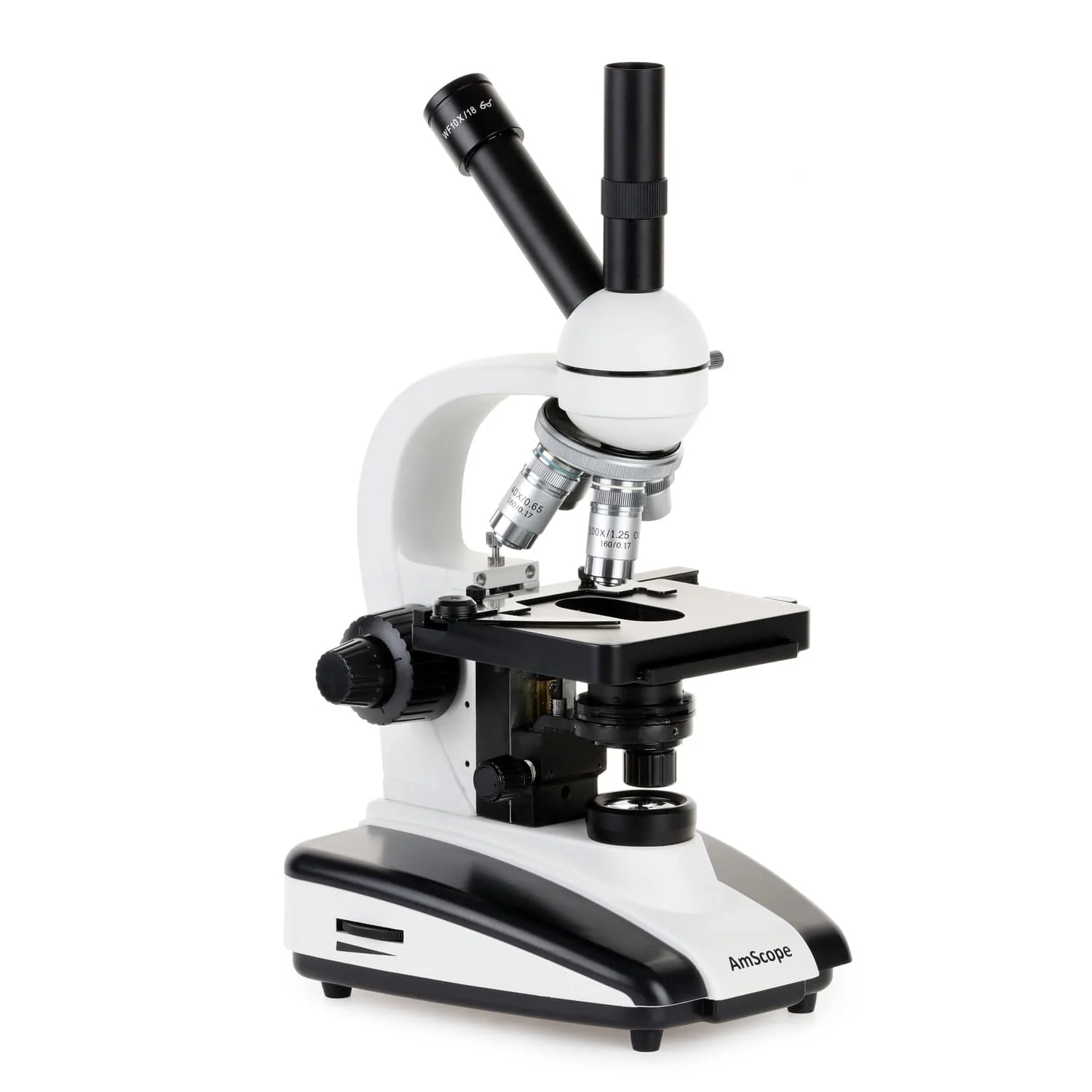 AmScope D130 Series LED Dual View Monocular Compound Microscope 40X-1000X Magnification with 3D Stage and Reversed Nosepiece - Image 5