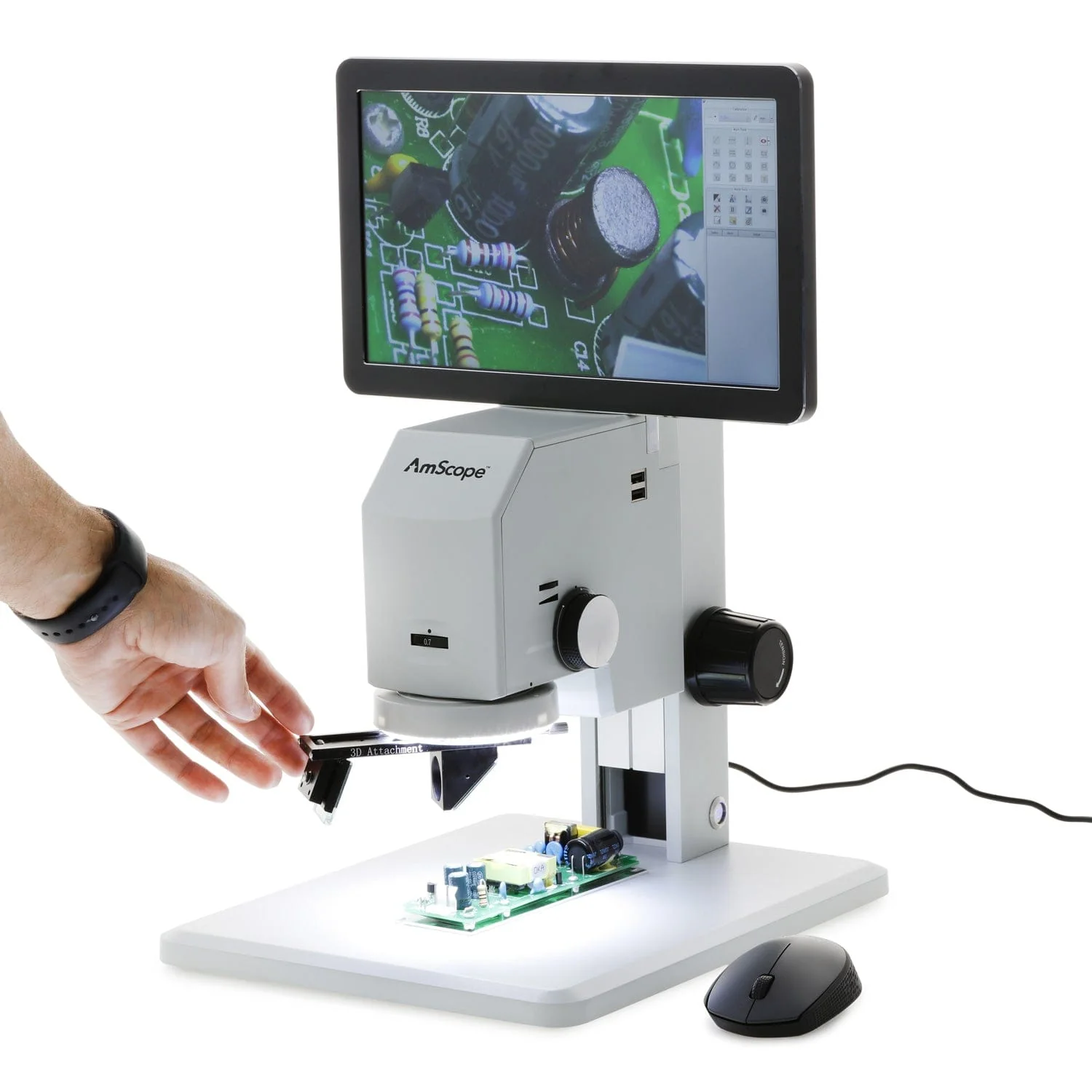 AmScope DM745 Series 3D Digital Microscope for Industrial Inspection with 0.7X-4.5X Magnification, 11.6" HD Screen and 3D Rotary Viewer - Image 3