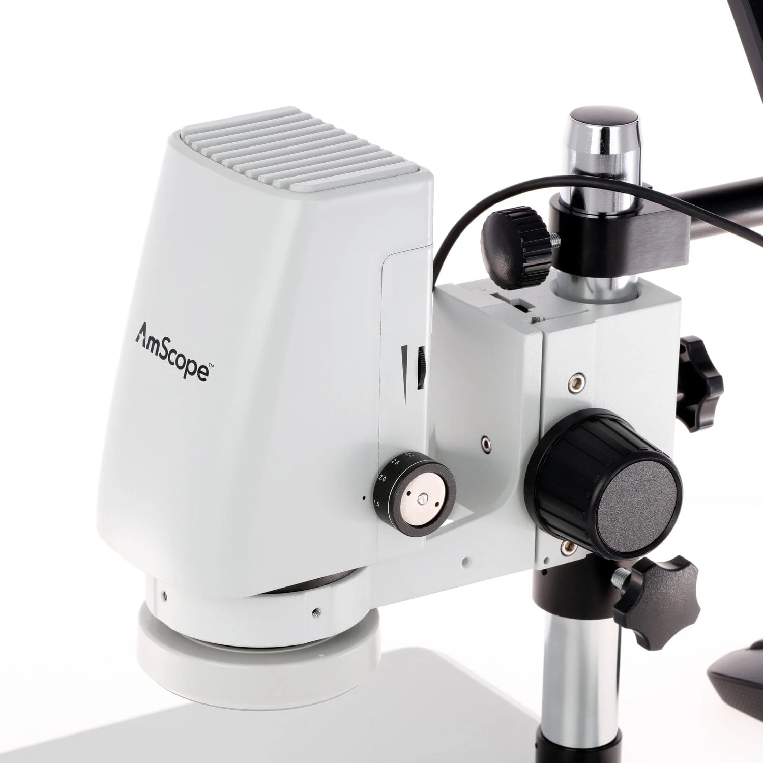 AmScope DM750 Series Zoom Tabletop Video Inspection Digital Microscope System 0.7X-5X Magnification on Pillar Stand with 11.6" Monitor - Image 2