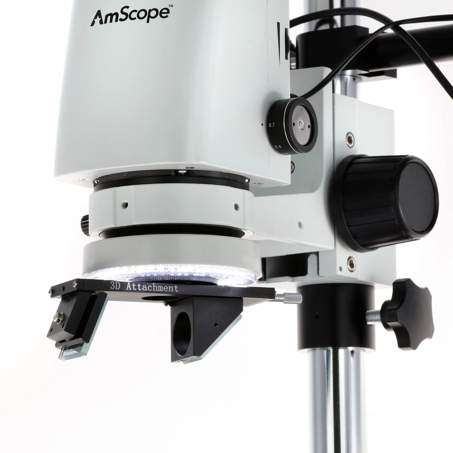 AmScope DM750 Series Zoom Tabletop Video Inspection Digital Microscope System 0.7X-5X Magnification on Pillar Stand with 11.6" Monitor + 3D Rotary Viewer - Image 4