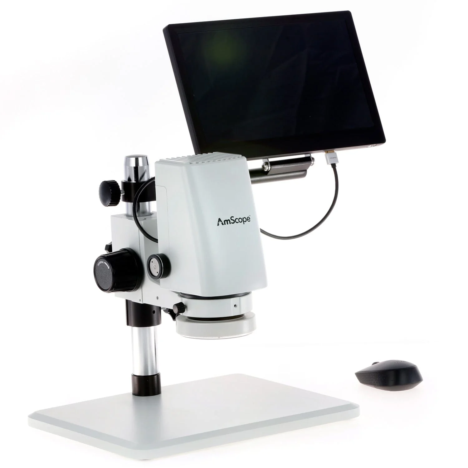 AmScope DM750 Series Zoom Tabletop Video Inspection Digital Microscope System 0.7X-5X Magnification on Pillar Stand with 11.6" Monitor - Image 6
