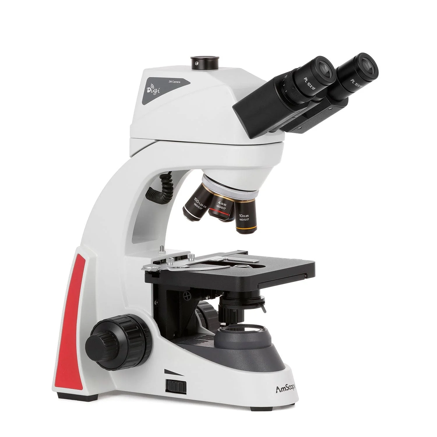 AmScope EduPro EDU550 Series Digital-Integrated Compound Microscope with 2-layer mechanical stage and 3W LED illumination - Image 6