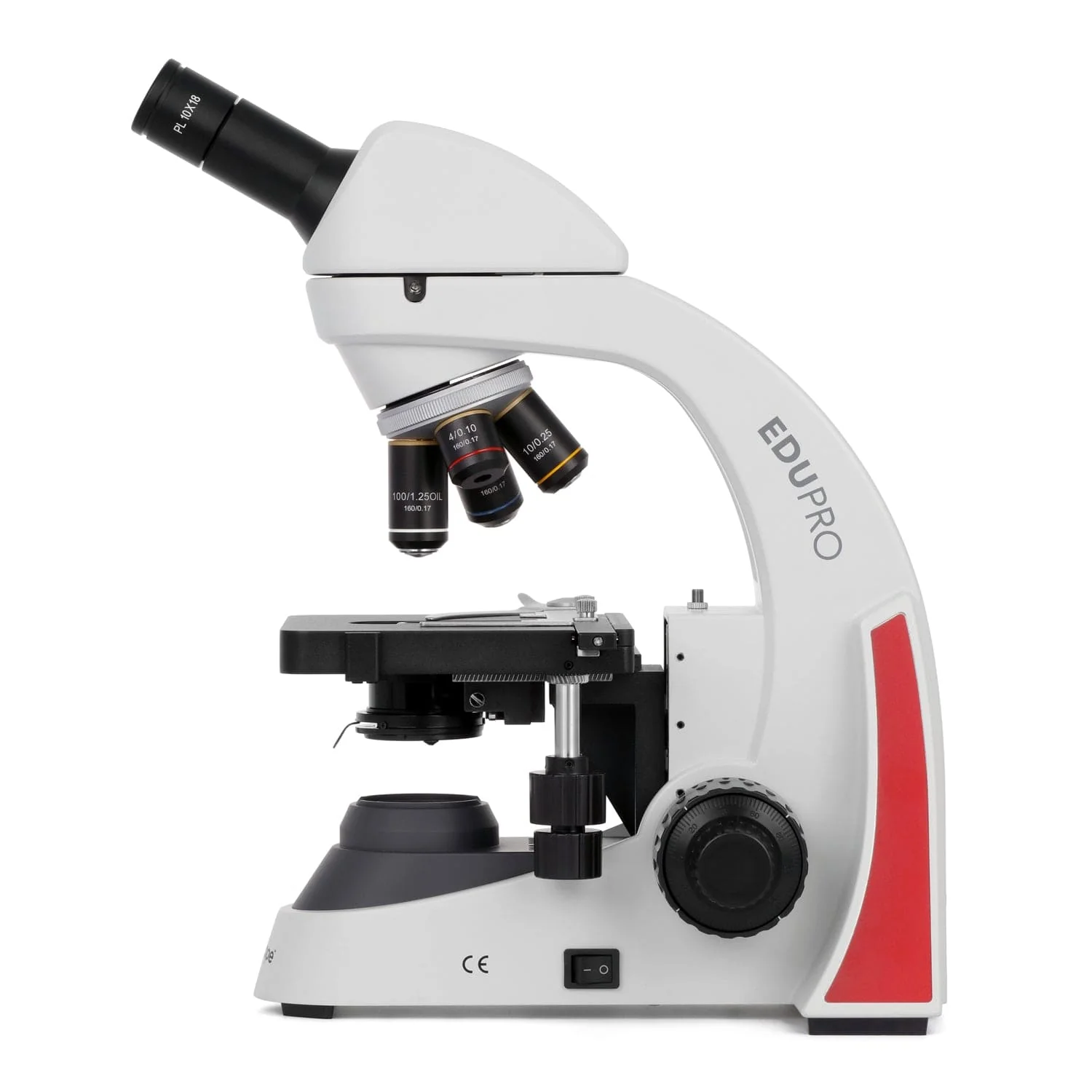 AmScope EduPro EDU550 Series Monocular Compound Microscope with 2-layer mechanical stage and 3W LED illumination - Image 3