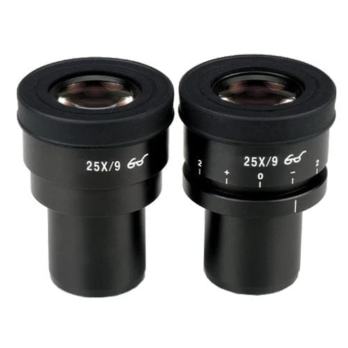 AmScope Pair of Extreme Widefield 25X Eyepieces (30mm) with One Focusable