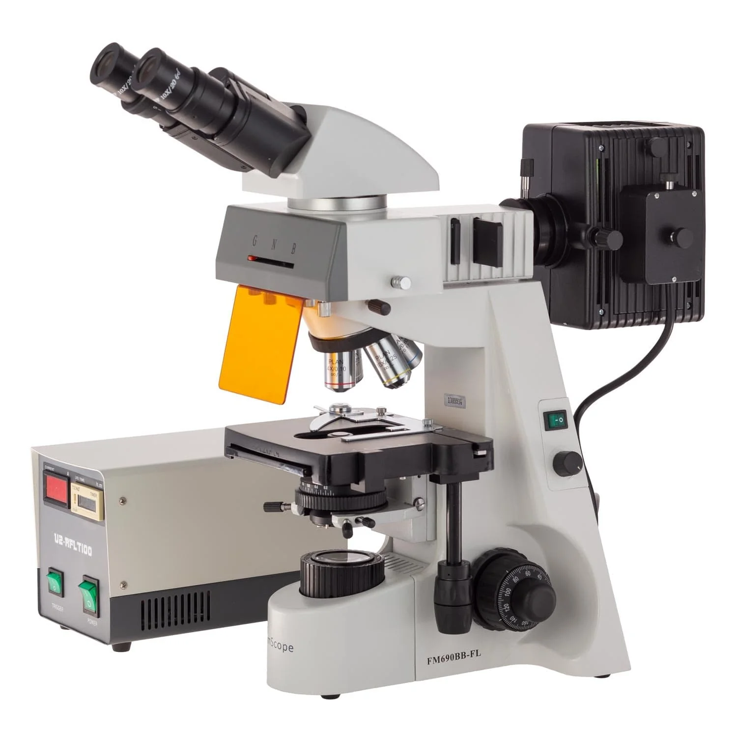 AmScope FM690 Series Upright Epi-fluorescence Binocular Compound Microscope 40X-2000X Magnification