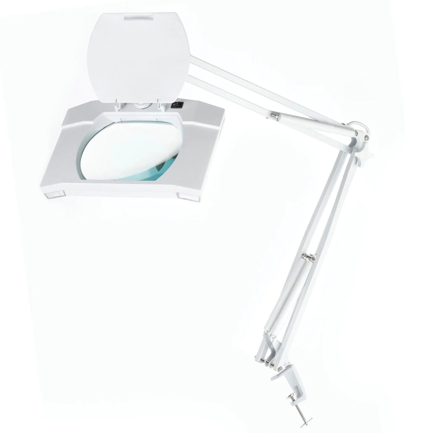 AmScope Heavy-duty 1.75X Magnification Large Rectangular Glass Magnifying Lamp with Adjustable Arm and Desk Clamp - Image 4