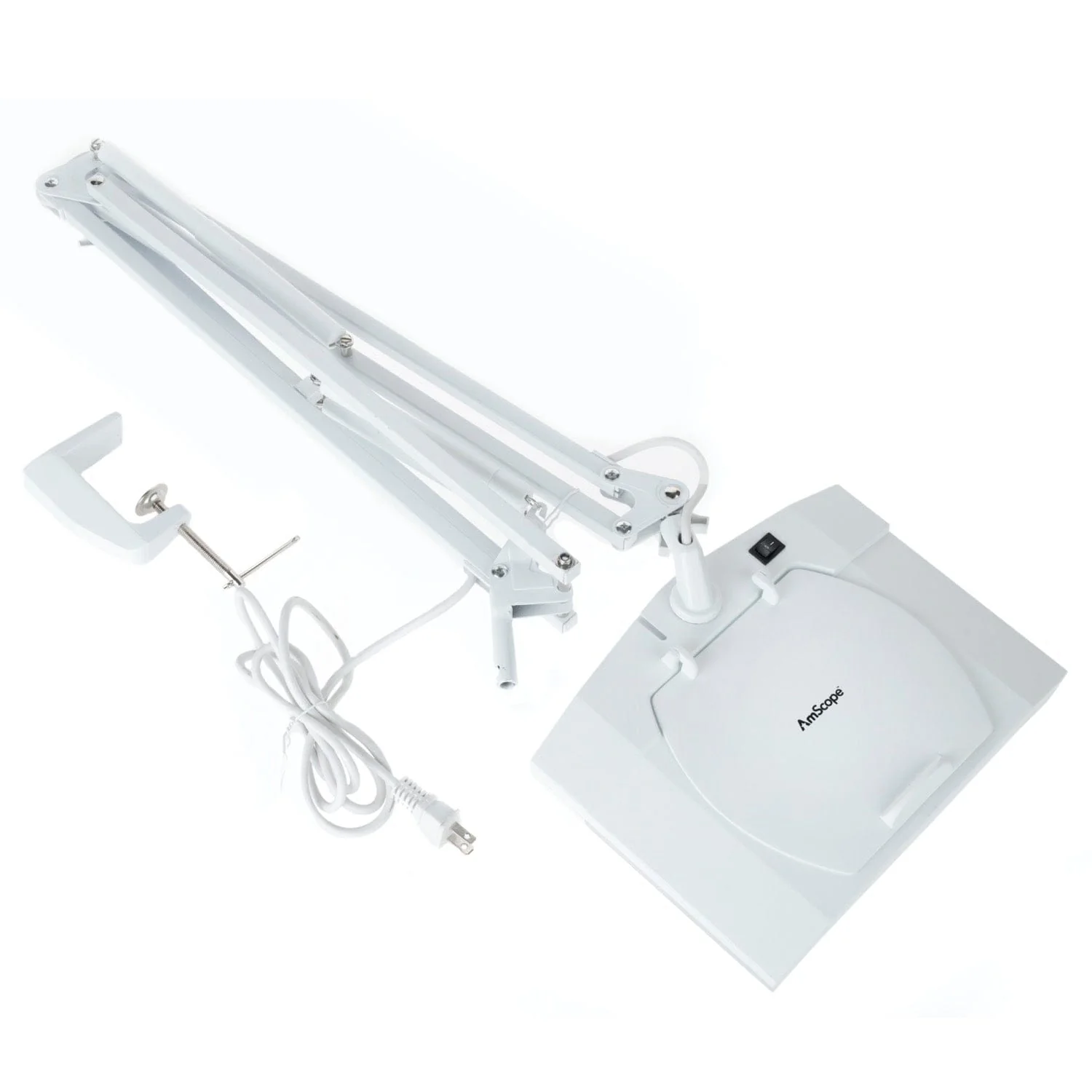 AmScope Heavy-duty 1.75X Magnification Large Rectangular Glass Magnifying Lamp with Adjustable Arm and Desk Clamp - Image 5