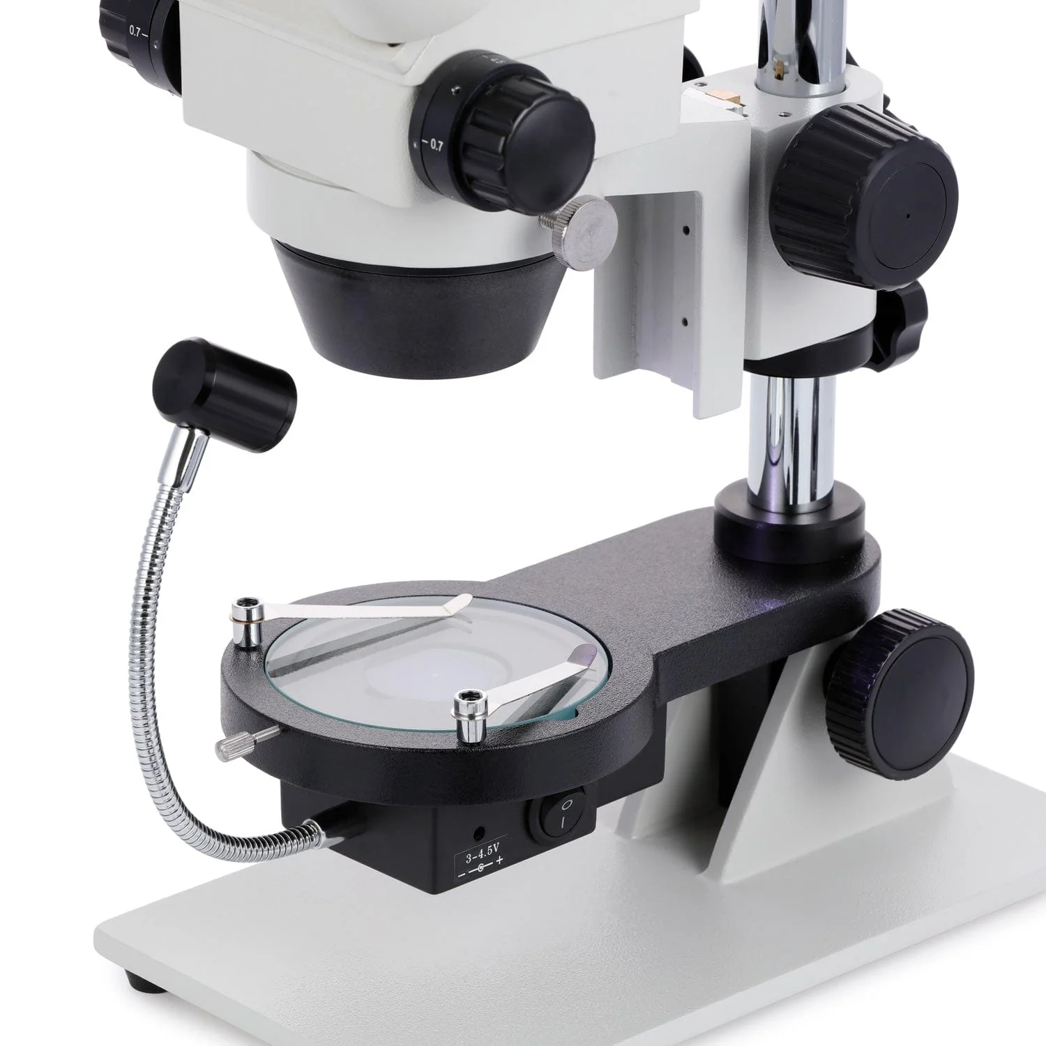 AmScope GE300 Series Cordless LED Jewel Gem Zoom Trinocular Stereo Microscope 3.5X-45X Magnification on Pillar Stand with Darkfield Stage - Image 3