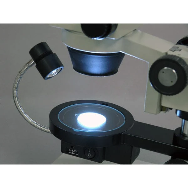 AmScope GE300 Series Cordless LED Jewel Gem Zoom Trinocular Stereo Microscope 7X-90X Magnification on Pillar Stand with Darkfield Stage - Image 6