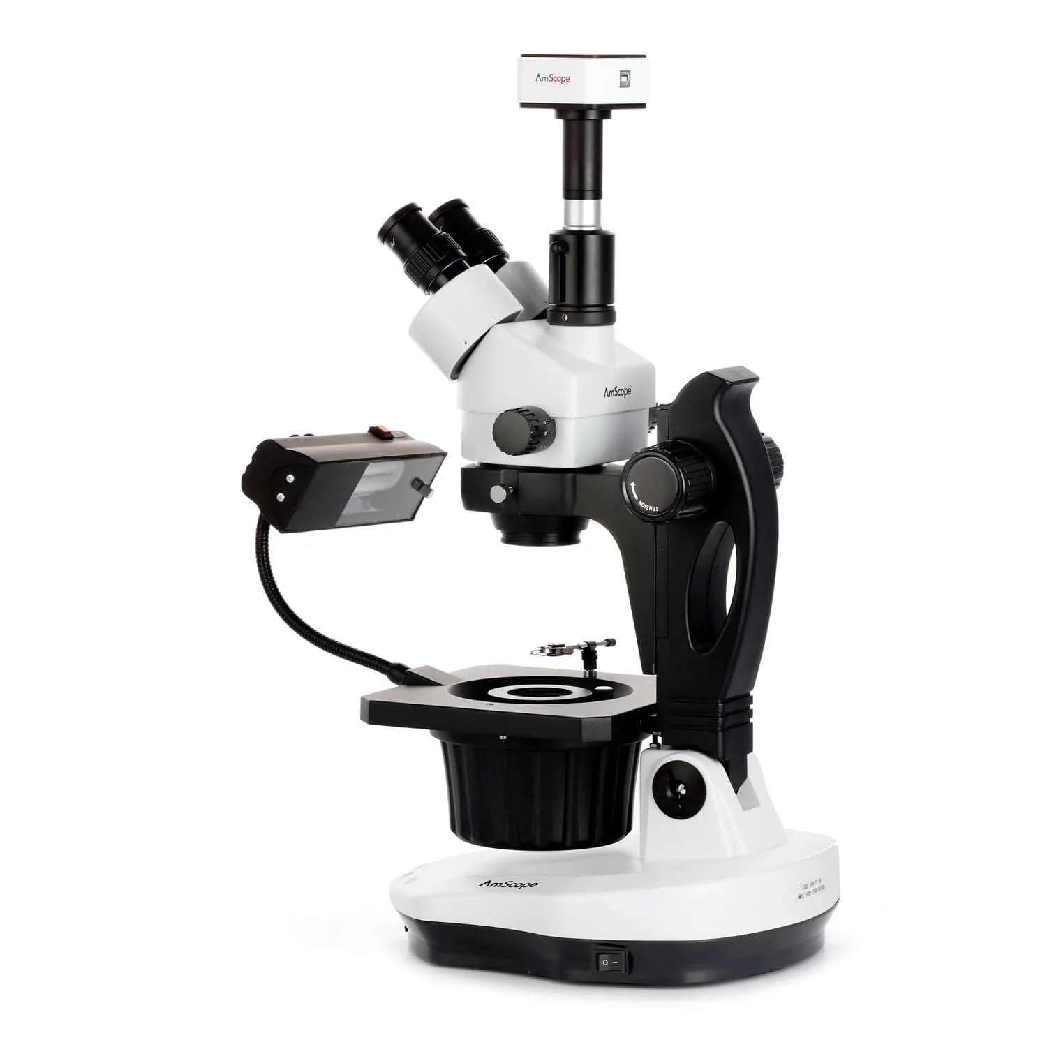 AmScope GM400 Series Advanced Jewel Gem Zoom Trinocular Stereo Microscope 3.5X-90X Magnification on Track Stand - Image 5