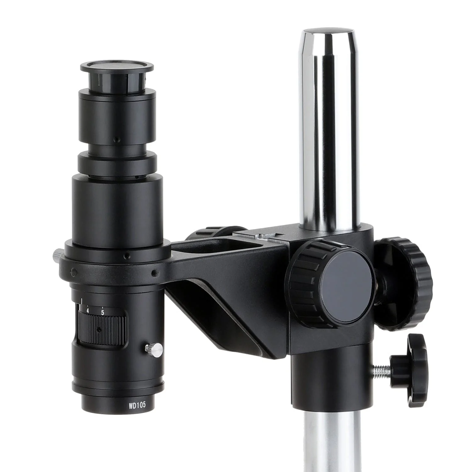 AmScope H800 Series Zoom Industrial Inspection Monocular Stereo Microscope 0.7X-5X Magnification on Pillar Stand with C-mount Lens - Image 3