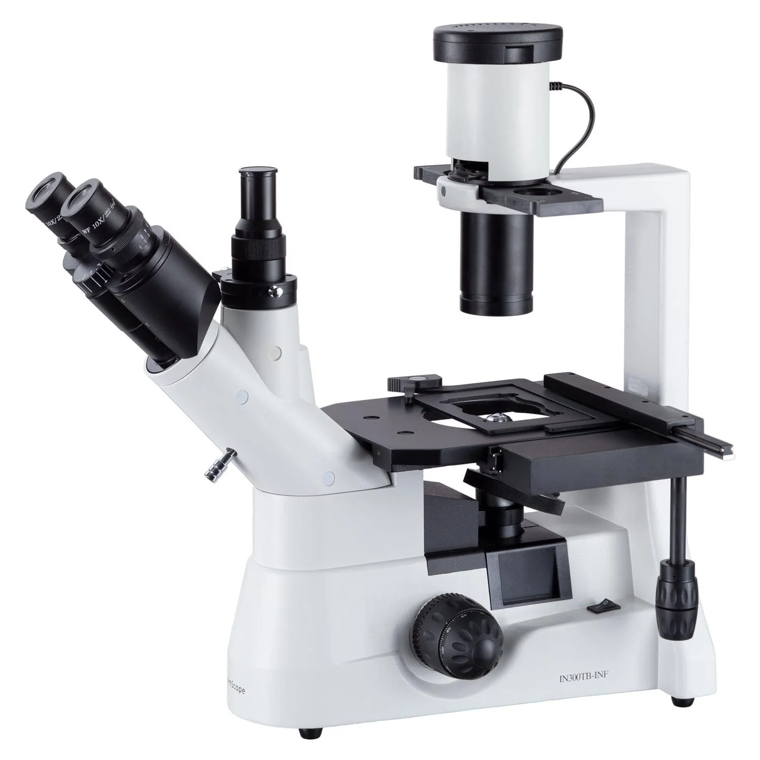 AmScope IN300 Series Infinity-corrected Inverted Biological Trinocular Compound Microscope 40X-800X Magnification with Phase-contrast