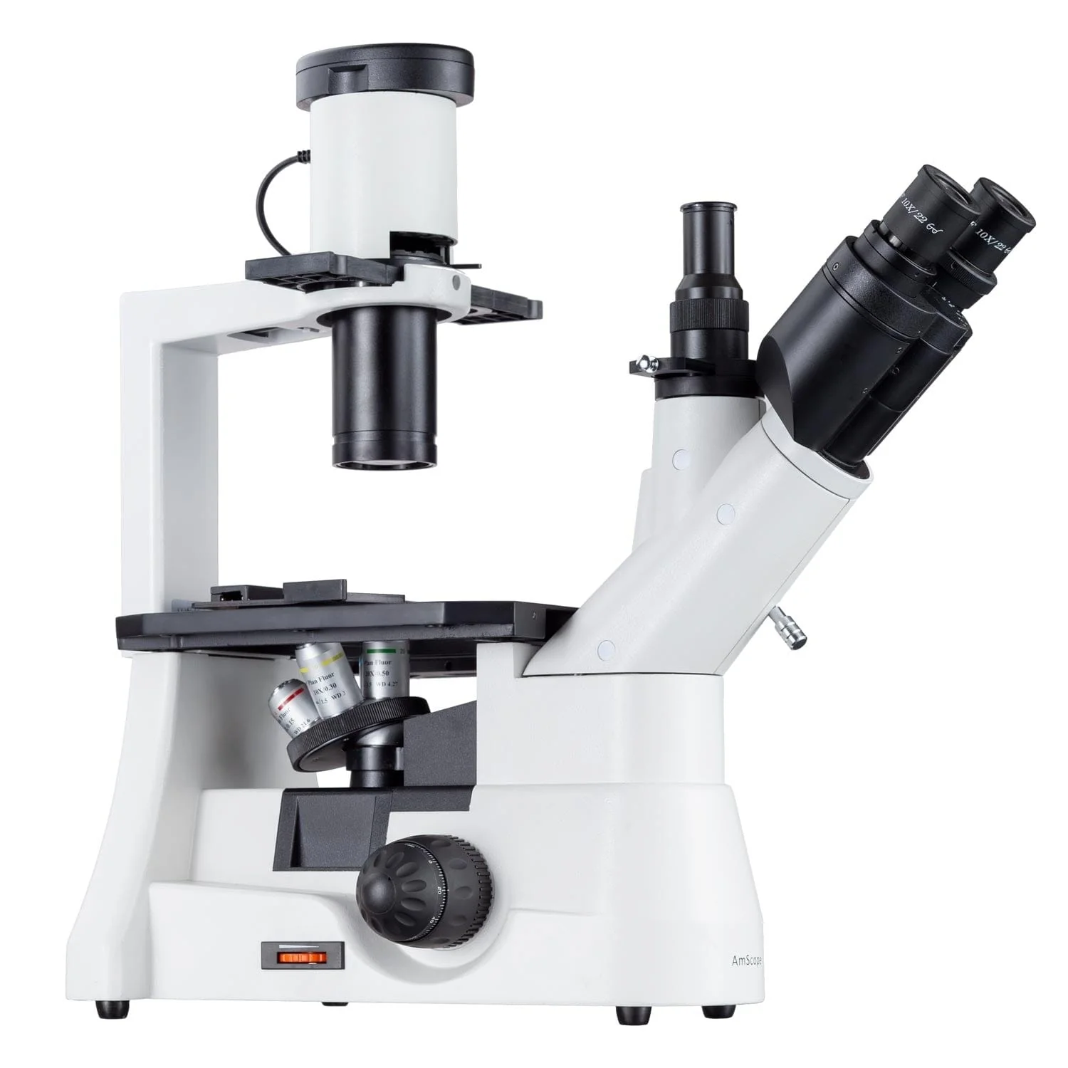 AmScope IN300 Series Infinity-corrected Inverted Biological Trinocular Compound Microscope 40X-800X Magnification with Phase-contrast - Image 2