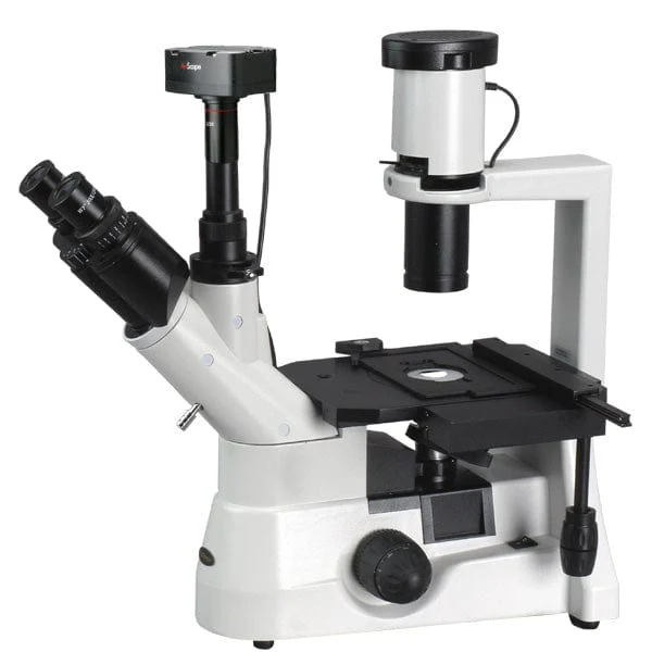 AmScope IN300 Series Infinity-corrected Inverted Biological Trinocular Compound Microscope 40X-1000X Magnification with Phase-contrast and 5MP USB 2.0 Camera