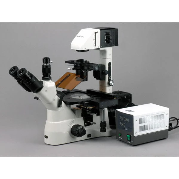 AmScope IN480 Series Inverted Infinity-corrected Phase-contrast Fluorescence Trinocular Compound Microscope 40X-900X Magnification with Koehler Illumination and 5MP CCD Camera - Image 9