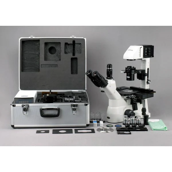 AmScope IN480 Series Inverted Infinity-corrected Phase-contrast Trinocular Compound Microscope 40X-1500X Magnification with Koehler Illumination and 3MP SCMOS Camera - Image 7