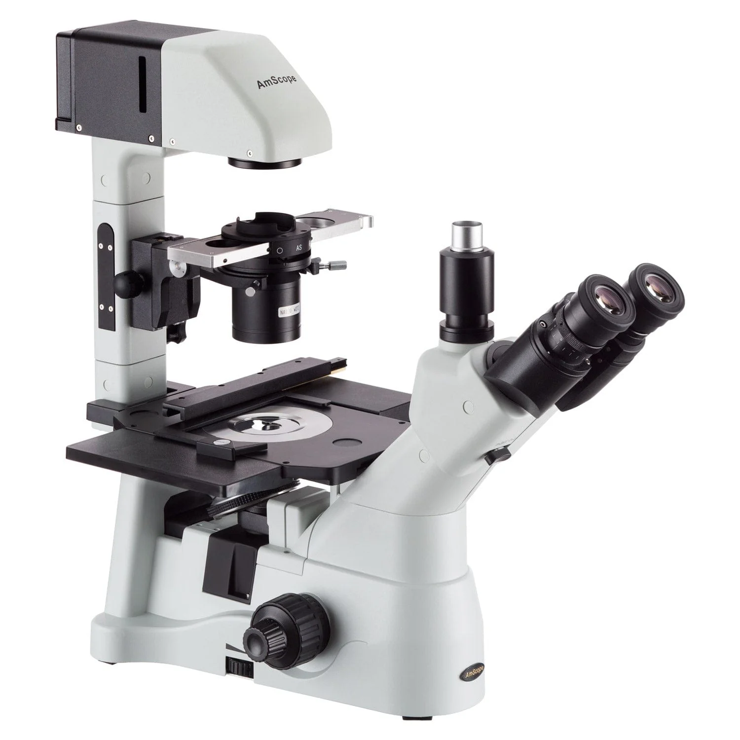 AmScope IN480 Series Inverted Infinity-corrected Phase-contrast Trinocular Compound Microscope 40X-1500X Magnification with Koehler Illumination and 11.6" 60fps Real-time Imaging system - Image 3
