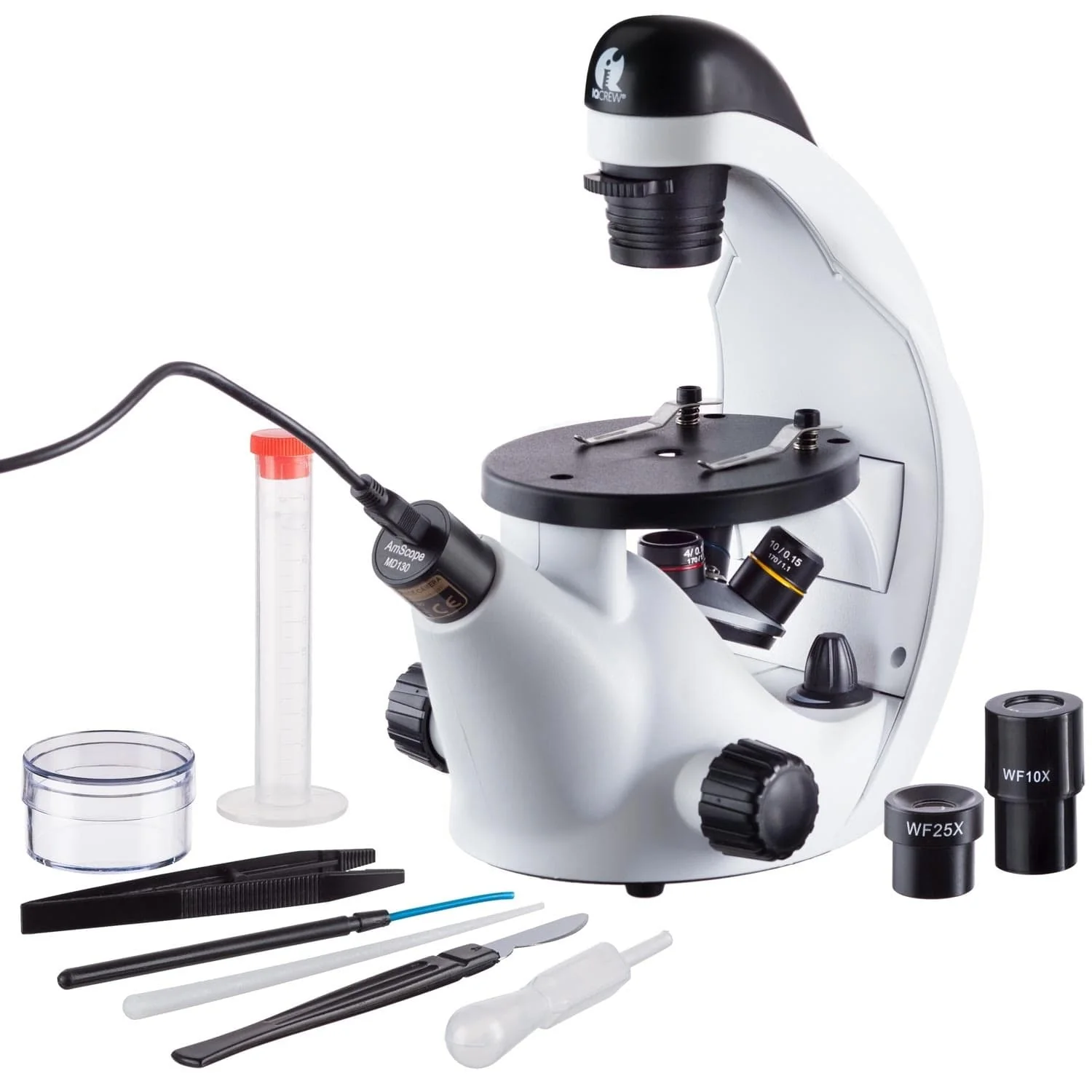 Amscope IN50C-PB10-E Monocular Compound Microscope for Kids STEM Education Microscopes, Student Lab Microscopes, Biological Science Microscopes