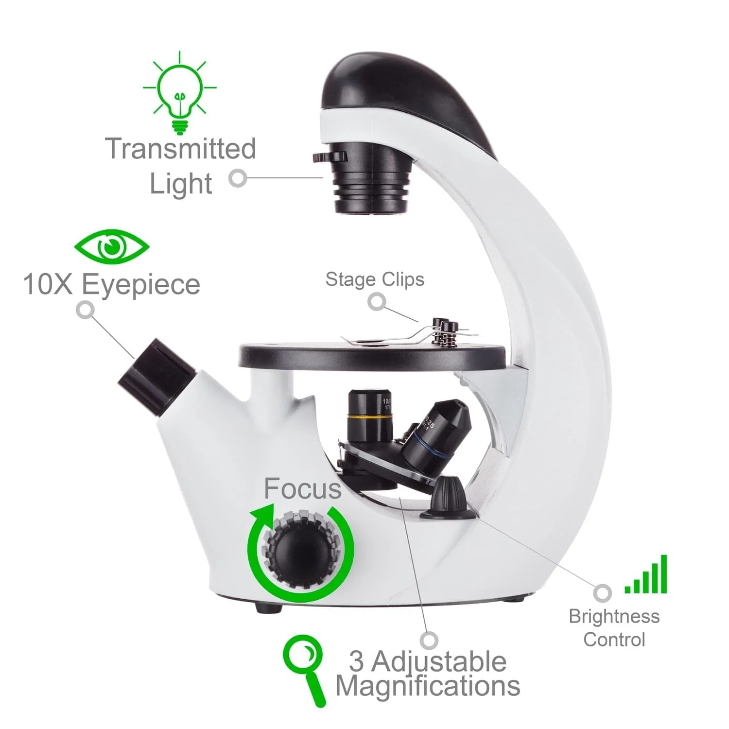 Amscope IN50C-PS25-WM Monocular Compound Microscope for Kids STEM Education Microscopes, Student Lab Microscopes, Biological Science Microscopes - Image 6