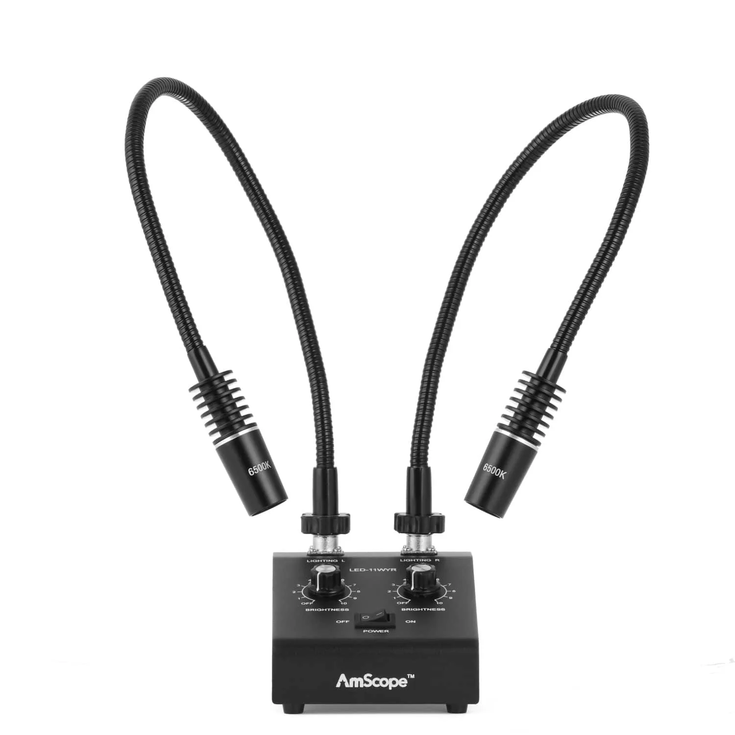 AmScope 6W LED Dual Gooseneck Illuminator with Dual Controls for Microscopes - Image 3