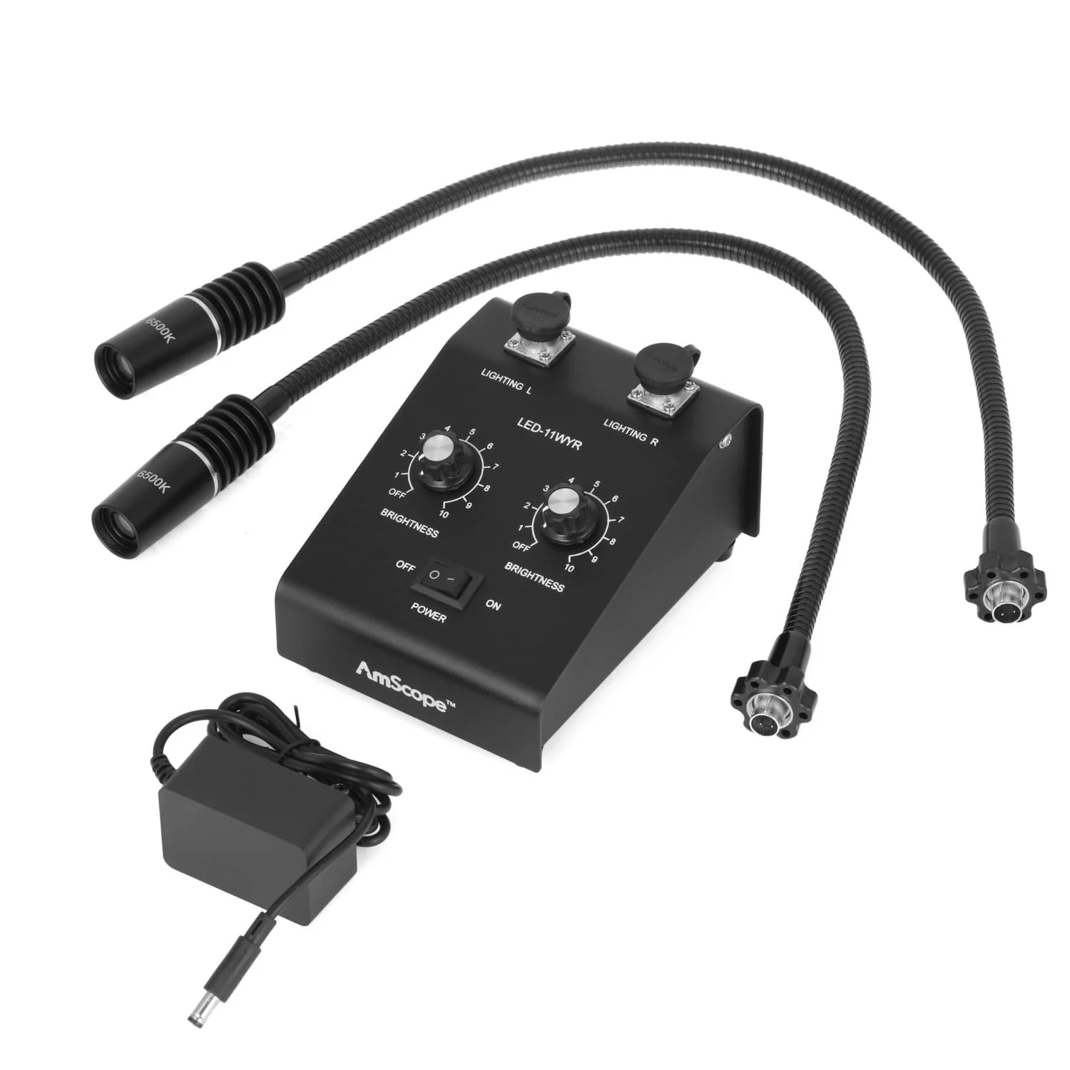 AmScope 6W LED Dual Gooseneck Illuminator with Dual Controls for Microscopes - Image 7