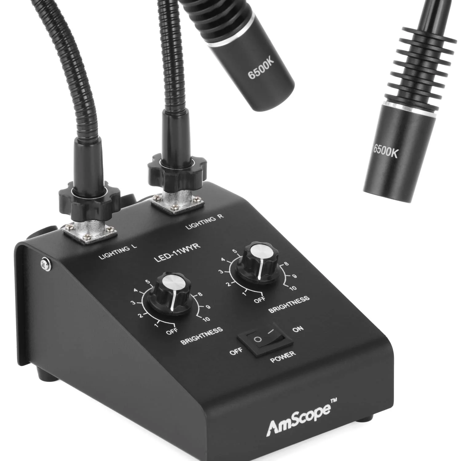 AmScope 6W LED Dual Gooseneck Illuminator with Dual Controls for Microscopes - Image 9